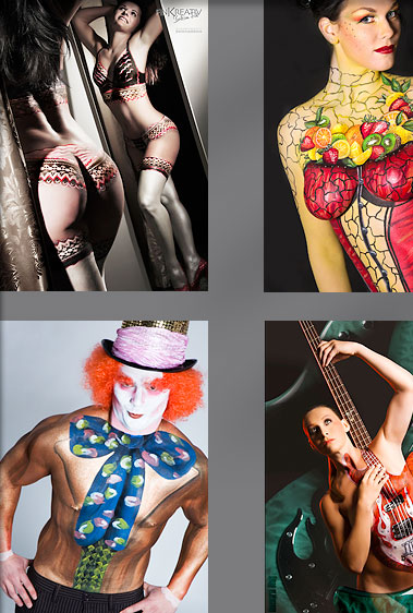 bodypainting dessous hutmacher gitarre